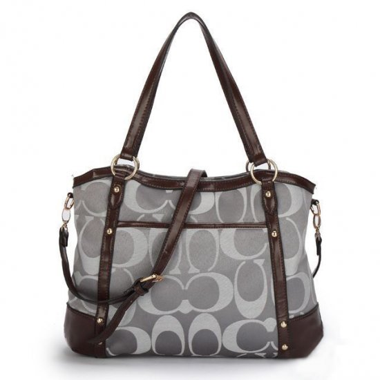 Coach Legacy Logo In Signature Large Grey Totes BPF | Women - Click Image to Close